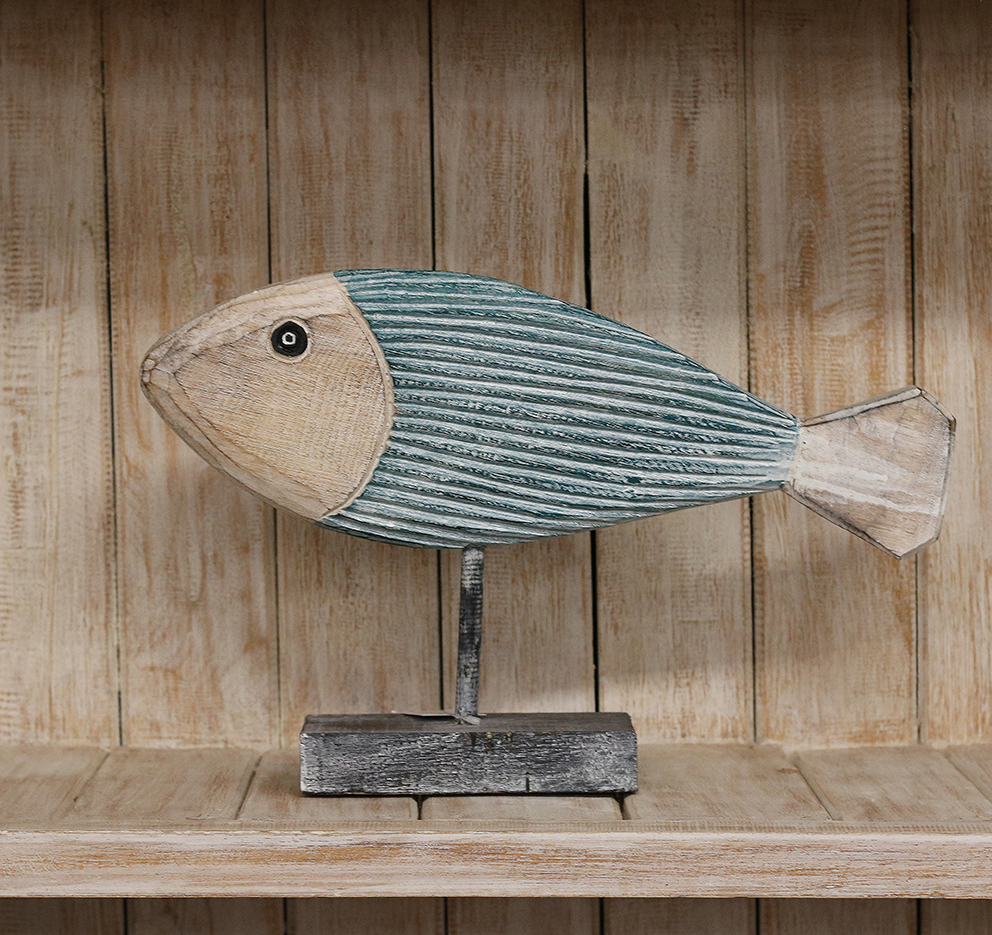 Verrast zijn Lelie oplichter Houten vis op voet turquoise/houtkleur ±42cm – Zus & Zo Oostburg | Unieke  cadeau's vindt u hier!