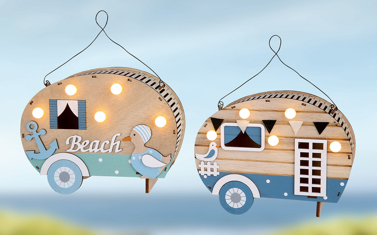 Houten caravan met Led verlichting 2 ass Zus & Zo | Unieke cadeau's u hier!